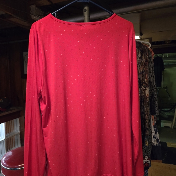 Liz Claiborne red blouse top shirt misses size large NWOT - Picture 5 of 8